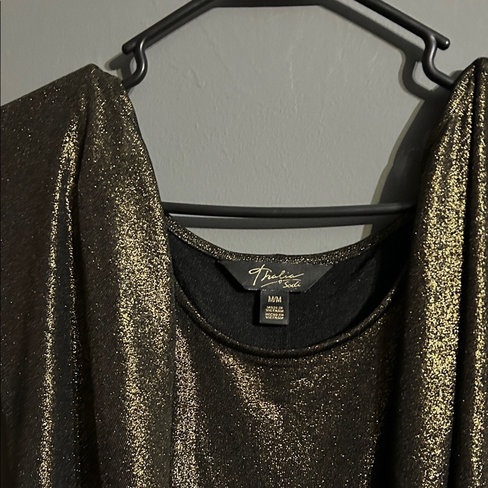 Thalia Sodi Black and Gold Shimmer Blouse